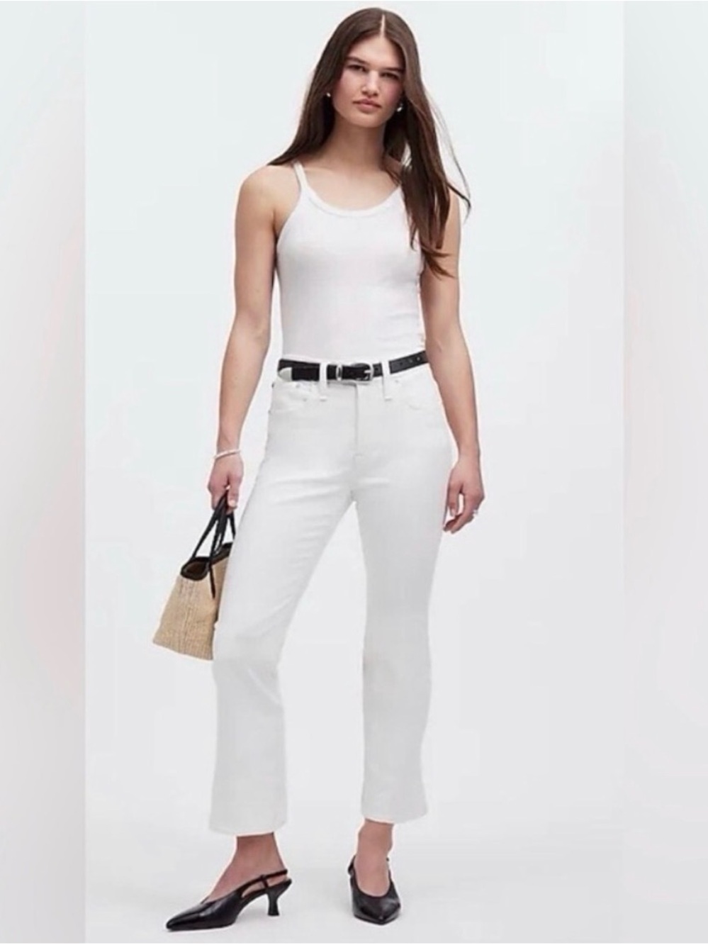 Madewell White Ankle Straight Jeans